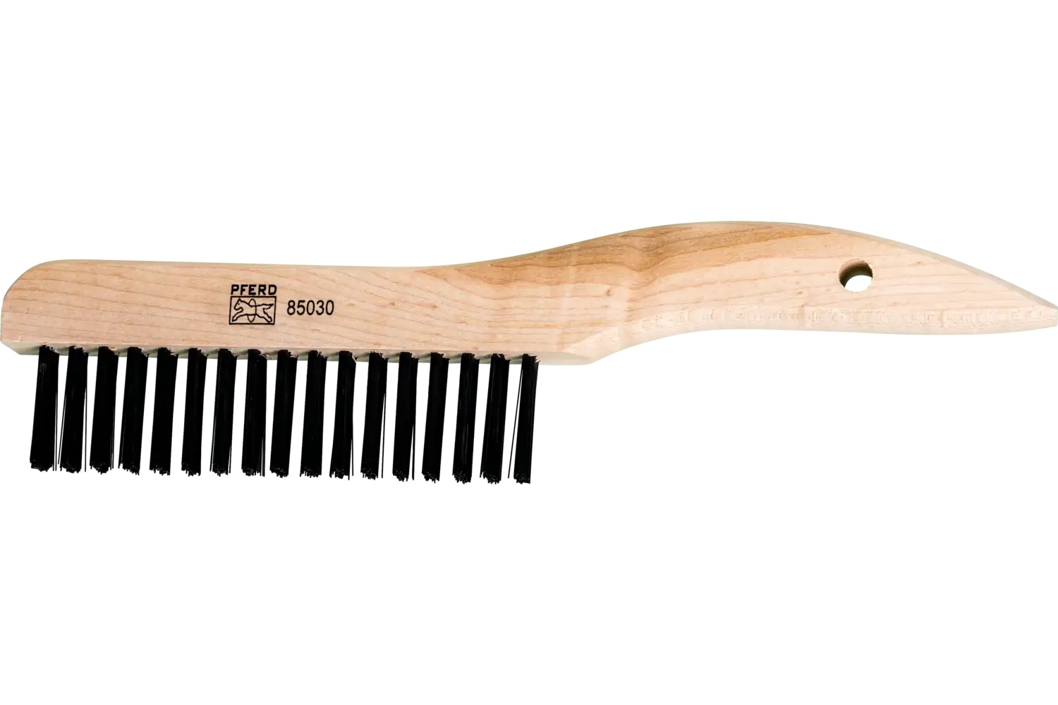 Picture of Pferd Shoe Handle Scratch Brush 2X17 Rows .012 Carbon Steel Wire Wooden Block